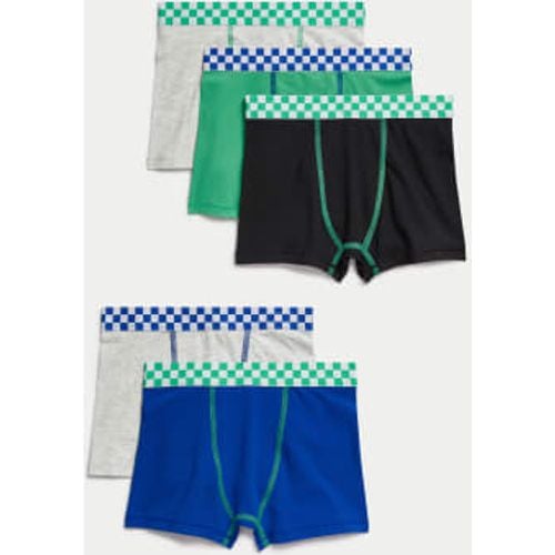 Boys 5pk Cotton With Stretch Checkerboard Trunks (5-16 Yrs) - - M&S Collection - Modalova