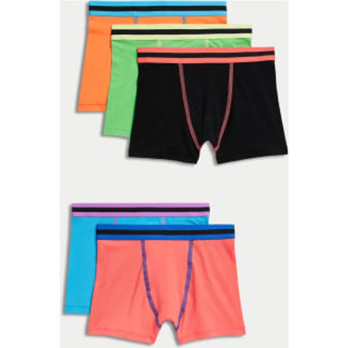 Boys 5pk Cotton with Stretch Bright Trunks (5-16 Yrs) - - M&S Collection - Modalova