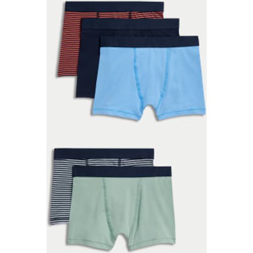 Boys 5pk Cotton with Stretch Striped Trunks (5-16 Yrs) - - M&S Collection - Modalova