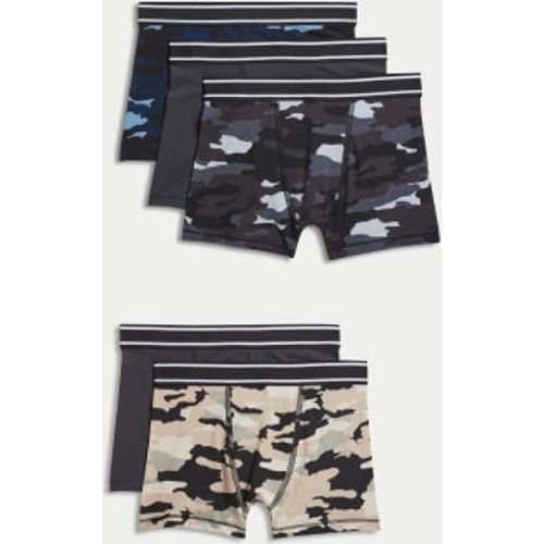 Boys 5pk Cotton with Stretch Camo Trunks (5-16 Yrs) - - M&S Collection - Modalova