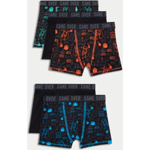 Boys 5pk Cotton with Stretch Gaming Trunks (5-16 Yrs) - - M&S Collection - Modalova