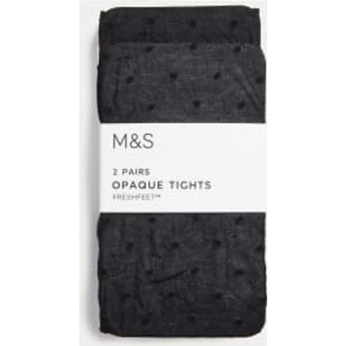 Girls 2pk Spotty Opaque Tights (2-14 Yrs) - - M&S Collection - Modalova