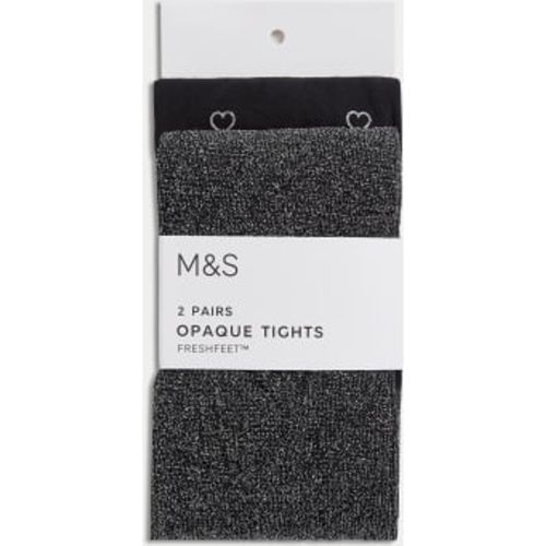 Girls 2pk Black Sparkly Tights (2-14 Yrs) - - M&S Collection - Modalova