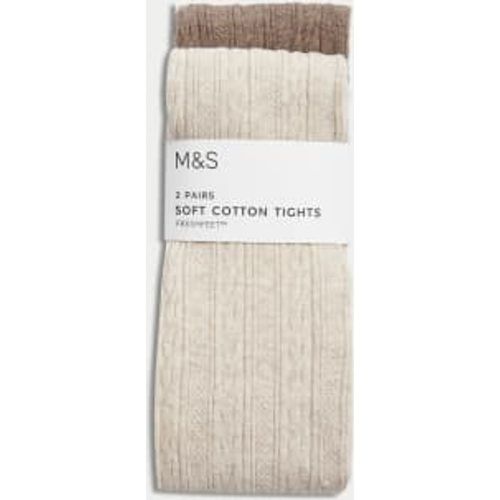 Girls 2pk Cotton Rich Cable Knit Tights (2-14 Yrs) - - M&S Collection - Modalova