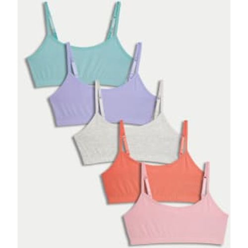 Girls 5pk Cotton with Stretch Crop Tops (6-16 Yrs) - - M&S Collection - Modalova