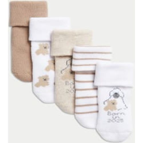 Unisex,Boys,Girls 4pk Cotton Rich Patterned Baby Socks (0 - 3 Yrs) - - M&S Collection - Modalova