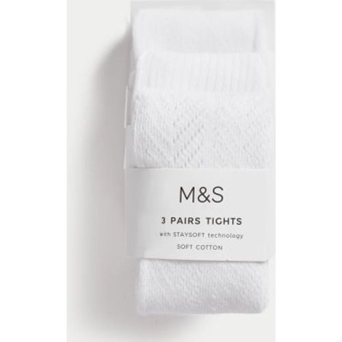 Girls 3pk Cotton Rich Tights (0-2 Yrs) - - M&S Collection - Modalova