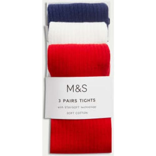 Girls 3pk Cotton Rich Tights (0-3 Yrs) - - M&S Collection - Modalova