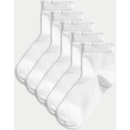 Girls 5pk of Short Picot Socks - - M&S Collection - Modalova