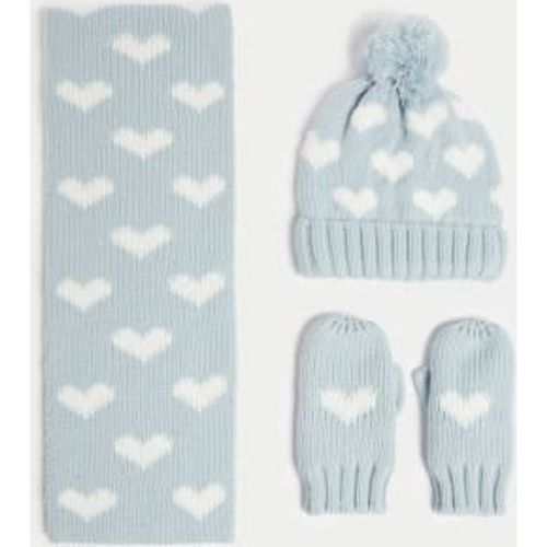 Girls Kids' Heart Hat, Scarf and Mitten Set (1-6 Yrs) - - M&S Collection - Modalova