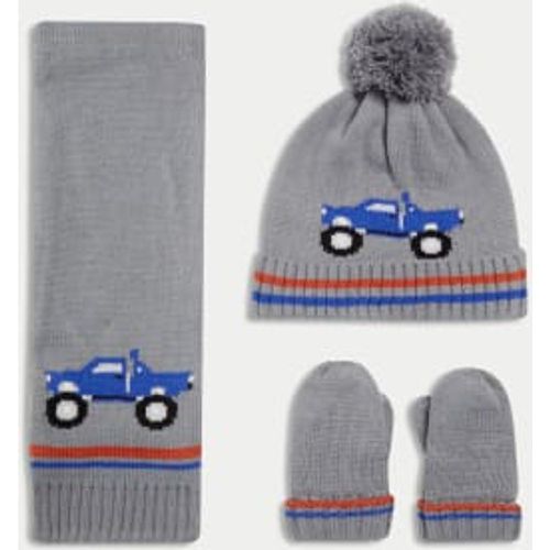 Boys Kids' Truck Hat, Scarf and Mitten Set (1-6 Yrs) - - M&S Collection - Modalova