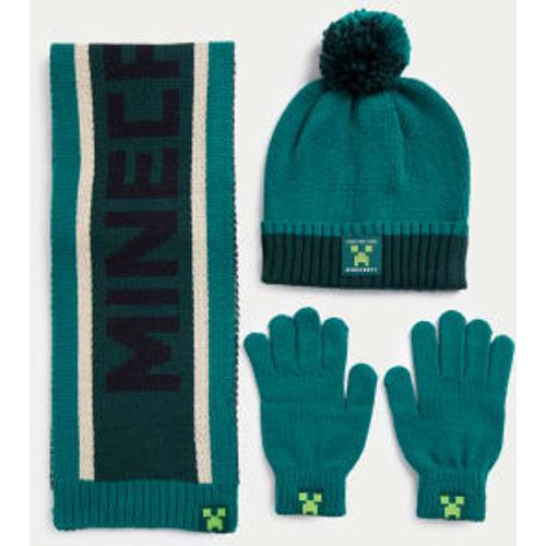 Unisex,Boys,Girls Kids' Minecraft™ Hat, Scarf and Gloves Set (6-13 Yrs) - - M&S Collection - Modalova