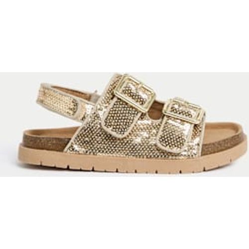 Girls Kids' Shimmer Footbed Sandals (4 Small-2 Large) - M&S Collection - Modalova
