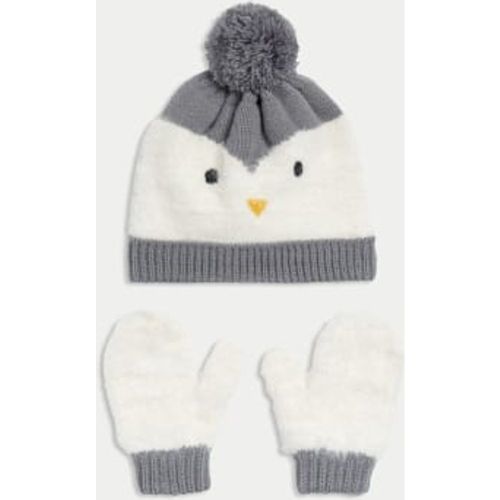 Unisex,Boys,Girls Kids' Penguin Hat and Mitten Set (0-3 Yrs) - - M&S Collection - Modalova