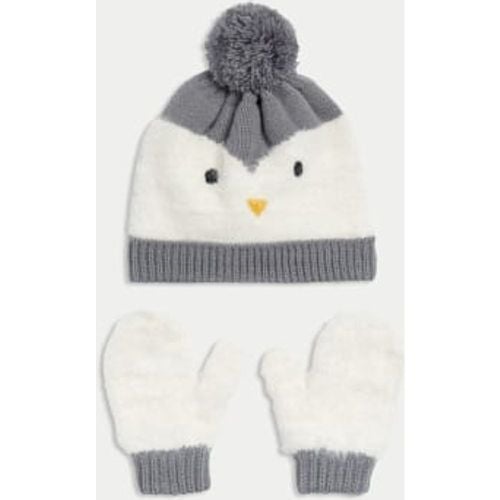 Unisex,Boys,Girls Kids' Penguin Hat and Mitten Set (0-3 Yrs) - - M&S Collection - Modalova