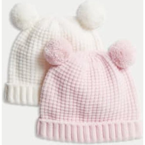 Unisex,Boys,Girls Kids' 2pk Winter Hats (0 Mths-3 Yrs) - - M&S Collection - Modalova