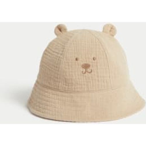 Unisex,Boys,Girls Pure Cotton Bear Sun Hat (0-18 Mths) - - M&S Collection - Modalova