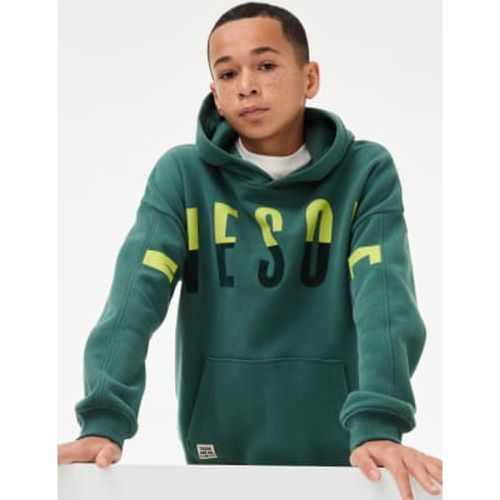 Boys Cotton Rich Awesome Print Hoodie (2-16 Yrs) - - M&S Collection - Modalova