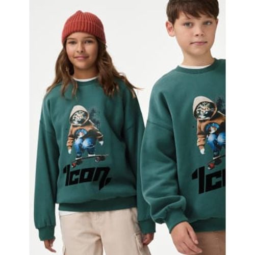 Boys Cotton Rich Icon Skate Print Sweatshirt (6-16 Yrs) - - M&S Collection - Modalova