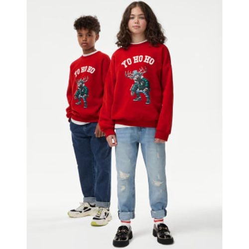 Boys Cotton Rich Reindeer Christmas Sweatshirt (6-16 Yrs) - - M&S Collection - Modalova