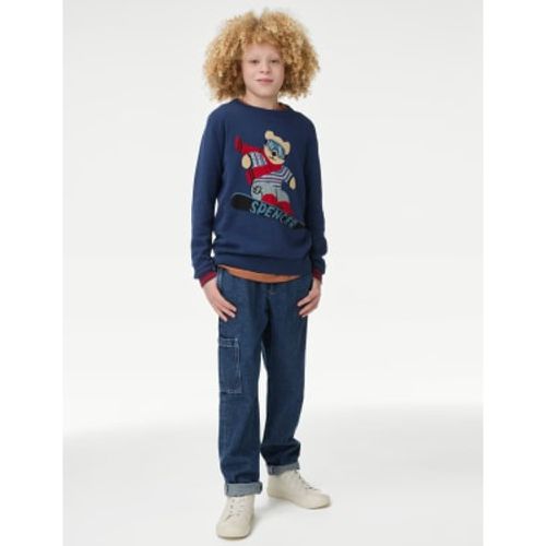 Boys Pure Cotton Christmas Jumper (6-16 Yrs) - - Spencer Bear™ - Modalova