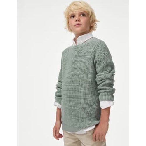 Boys Pure Cotton Waffle Knit Jumper (2-16 Yrs) - - M&S Collection - Modalova