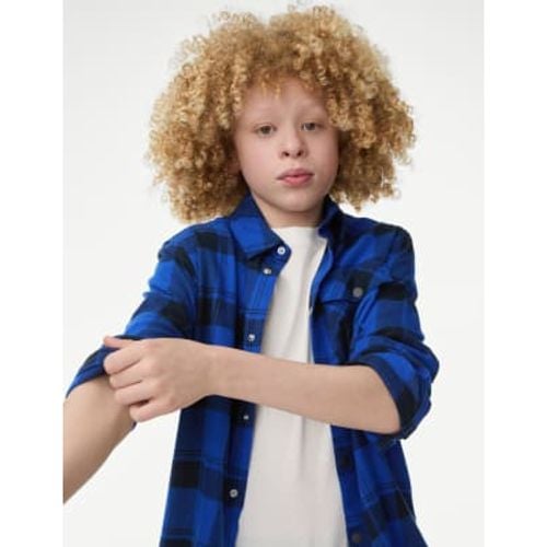 Boys 2pc Pure Cotton Checked Shirt & T-Shirt Set (2-16 Yrs) - - M&S Collection - Modalova