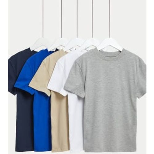 Boys 5pk Cotton Rich Plain T-Shirts (6-16 Yrs) - - M&S Collection - Modalova