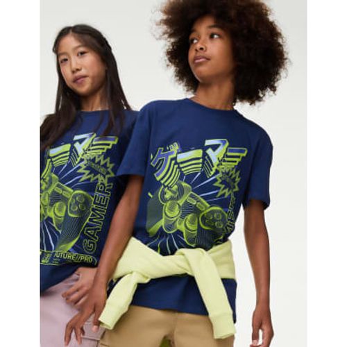 Boys Pure Cotton Gamer T-Shirt (6-16 Yrs) - - M&S Collection - Modalova