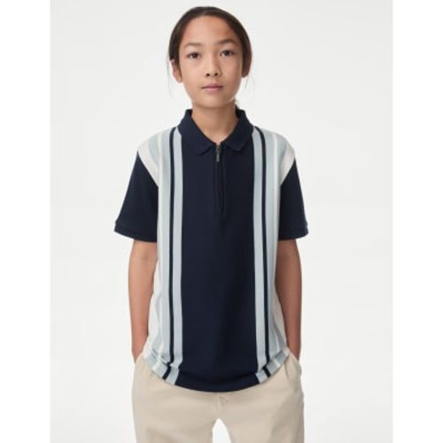 Boys Pure Cotton Striped Polo Shirt (6-16 Yrs) - - M&S Collection - Modalova