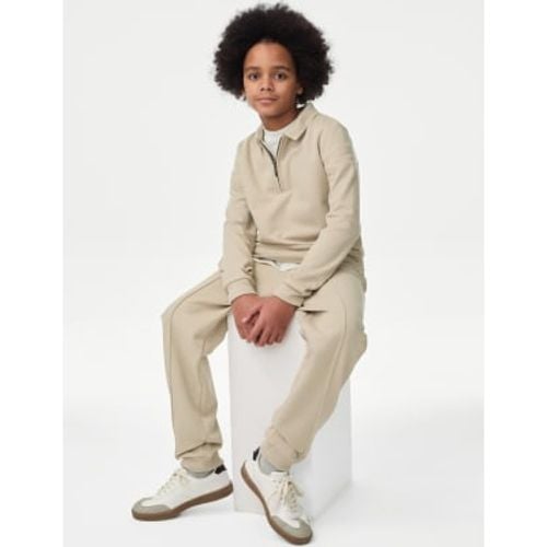 Boys Cotton Blend Pique Cuffed Trousers (6-16 Yrs) - - M&S Collection - Modalova