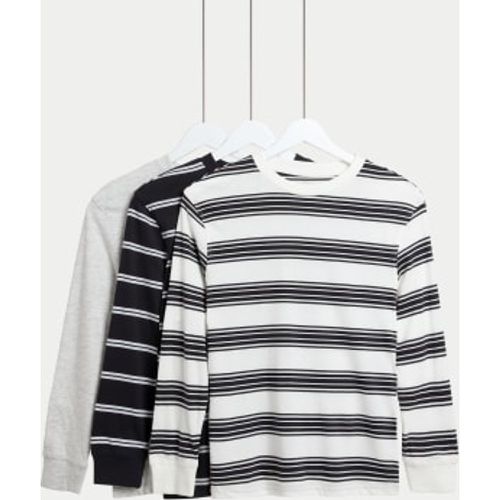 Boys 3pk Cotton Rich Striped Tops (6-16 Yrs) - - M&S Collection - Modalova