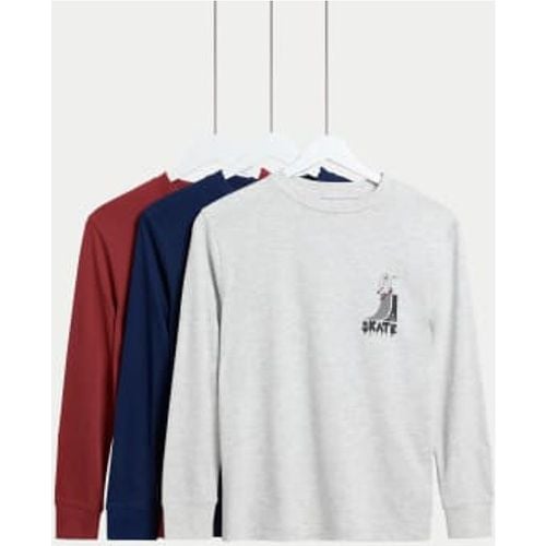 Boys 3pk Cotton Rich Skater Tops (6-16 Yrs) - - M&S Collection - Modalova