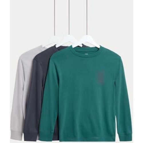 Boys 3pk Cotton Rich Skater Tops (6-16 Yrs) - - M&S Collection - Modalova