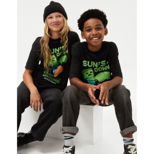 Boys Pure Cotton Minecraft™ T-Shirt (6-16 Yrs) - - M&S Collection - Modalova