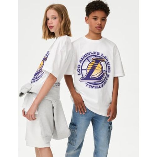 Boys,Unisex,Girls NBA Pure Cotton LA Lakers T-Shirt (6-16 Yrs) - - M&S Collection - Modalova