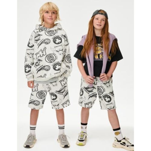 Boys,Unisex,Girls NBA Cotton Rich Printed Shorts (6-16 Yrs) - - M&S Collection - Modalova