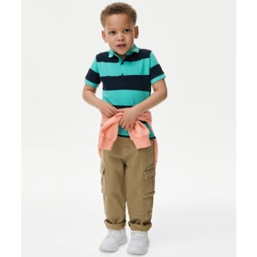 Boys Pure Cotton Striped Polo Shirt (2-8 Yrs) - - M&S Collection - Modalova