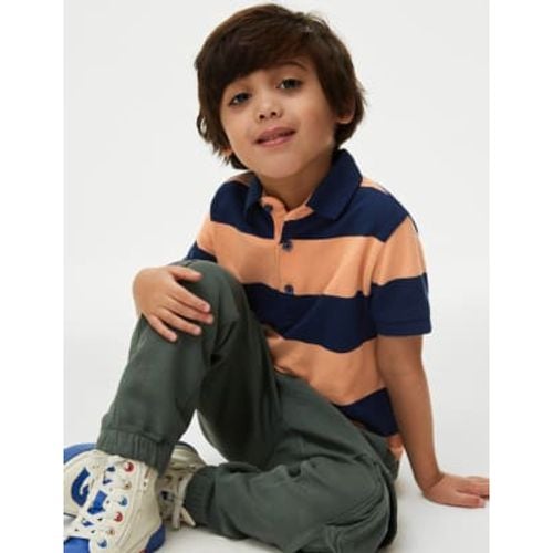 Boys Pure Cotton Striped Polo Shirt (2-8 Yrs) - - M&S Collection - Modalova