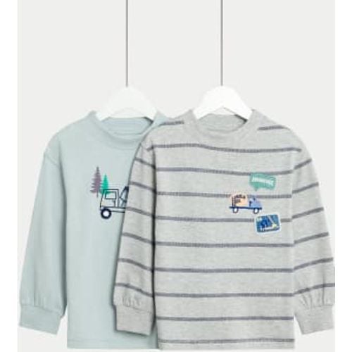 Boys 2pk Cotton Rich Transport Graphic Tops (2-8 Yrs) - - M&S Collection - Modalova