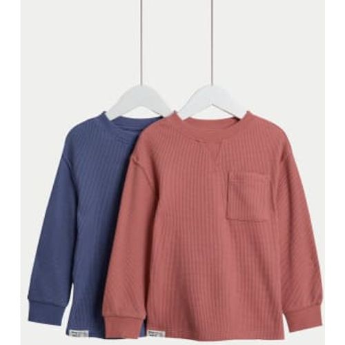 Boys 2pk Cotton Rich Textured Tops (2-8 Yrs) - - M&S Collection - Modalova