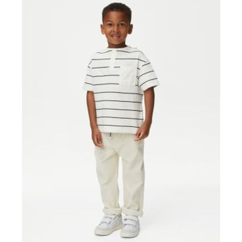 Boys Cotton Rich Striped Textured T-Shirt (2-8 Yrs) - - M&S Collection - Modalova