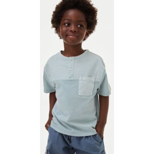 Boys Cotton Rich Striped Textured T-Shirt (2-8 Yrs) - - M&S Collection - Modalova