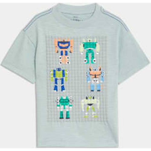 Boys,Unisex,Girls Pure Cotton Robot Graphic T-Shirt (2-8 Yrs) - - M&S Collection - Modalova