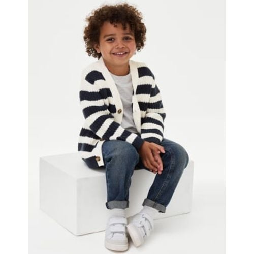 Boys Pure Cotton Knitted Striped Cardigan (3-8 Yrs) - - M&S Collection - Modalova