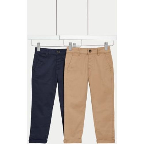 Boys 2pk Cotton Rich Chinos (2-8 Yrs) - /, / - M&S Collection - Modalova