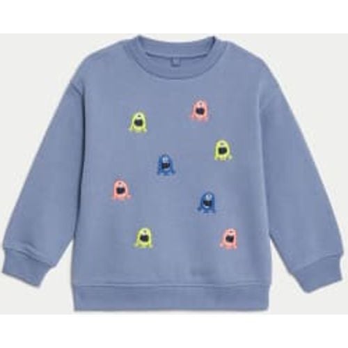 Boys Cotton Rich Monster Embroidered Sweatshirt (2-8 Yrs) - - M&S Collection - Modalova