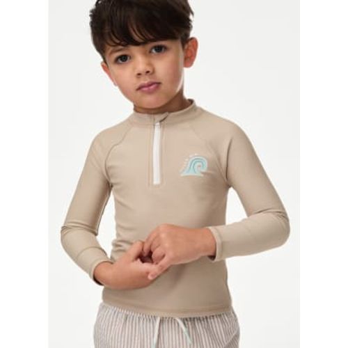 Boys,Unisex,Girls Sun Sea Surf' Slogan Long Sleeve Rash Vest (2-8 Yrs) - - M&S Collection - Modalova