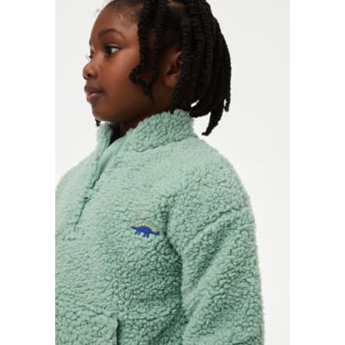 Boys Borg Half Zip Dinosaur Jacket (2-8 Yrs) - - M&S Collection - Modalova