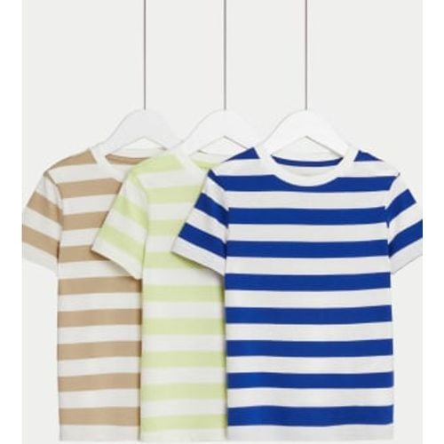 Boys 3pk Pure Cotton Striped T-Shirts (2-8 Yrs) - - M&S Collection - Modalova